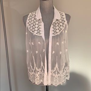 NWT Lace Button Down Top